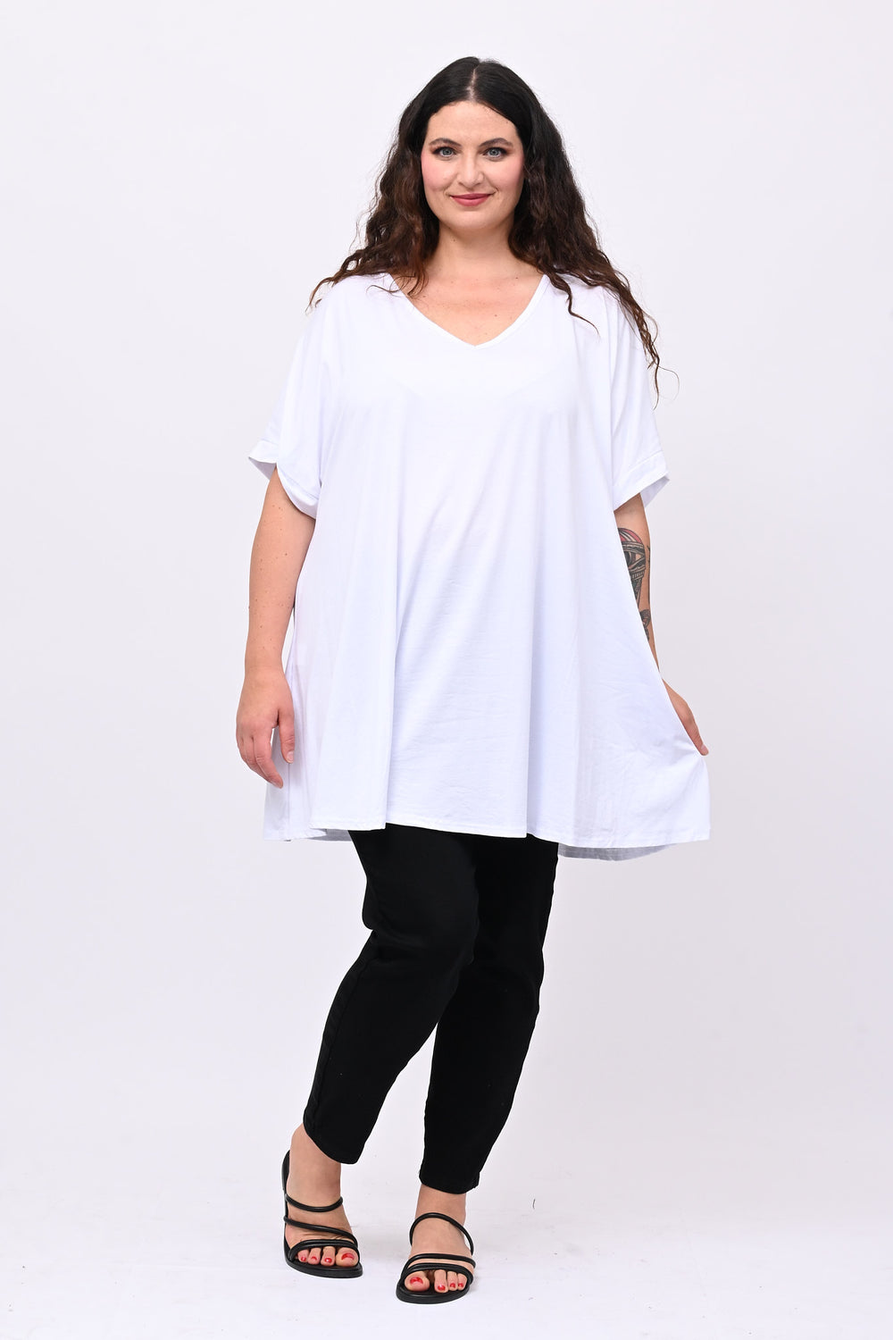 Maglia basica svasata - Bianco