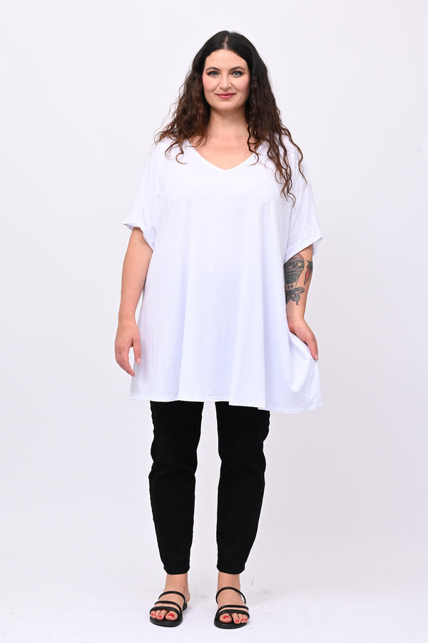Maglia basica svasata - Bianco