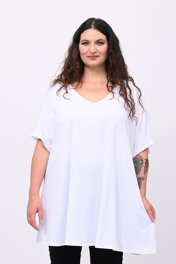 Maglia basica svasata - Bianco