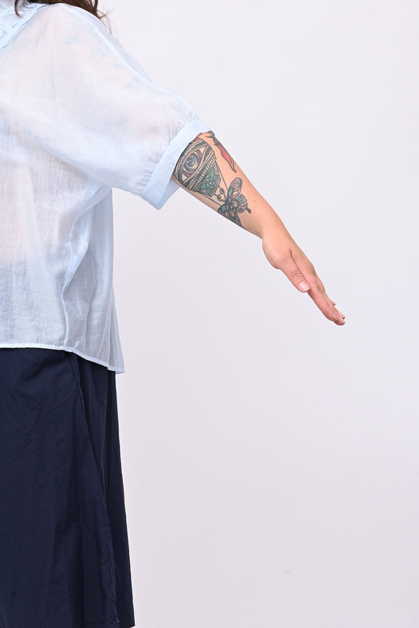 Blusa mussola e pizzo - Cielo