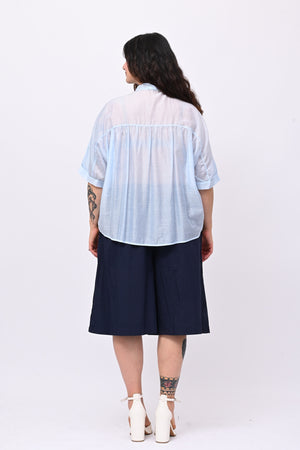Blusa mussola e pizzo - Cielo