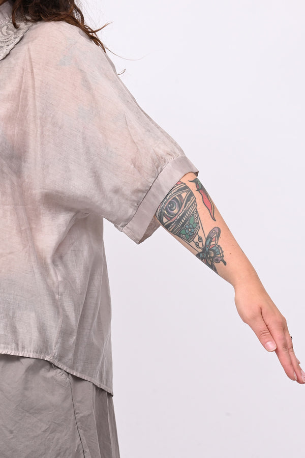 Blusa mussola e pizzo - Cacao