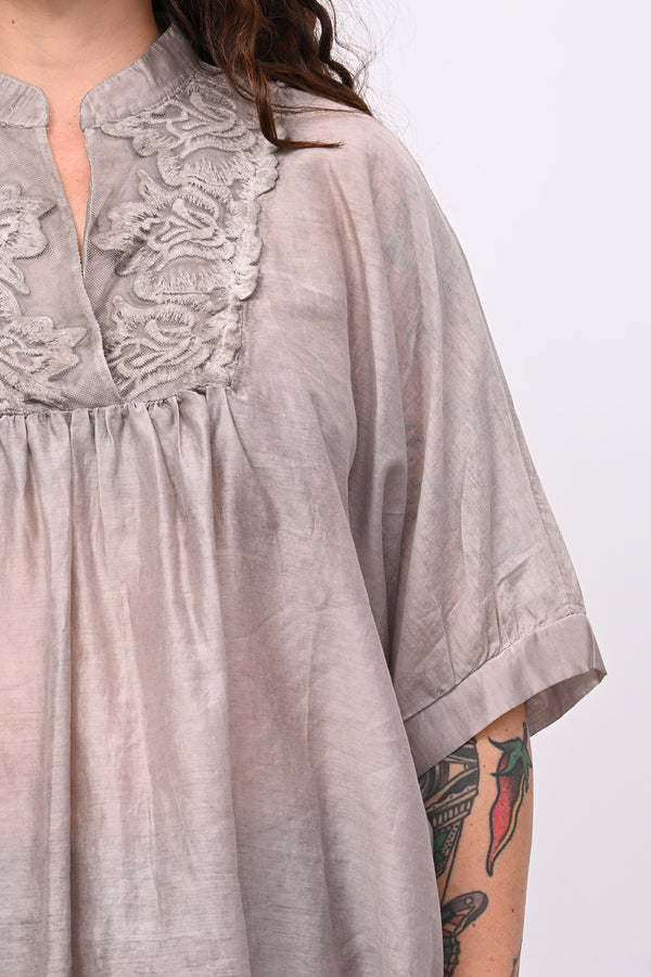 Blusa mussola e pizzo - Cacao