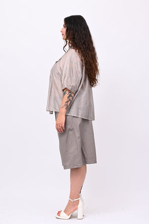 Blusa mussola e pizzo - Cacao