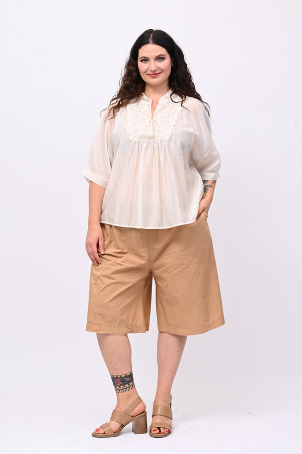 Blusa mussola e pizzo - Burro