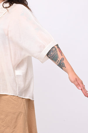 Blusa mussola e pizzo - Burro
