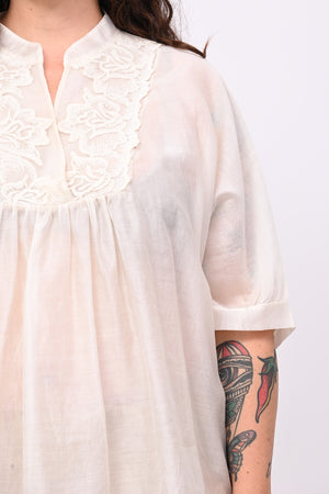 Blusa mussola e pizzo - Burro