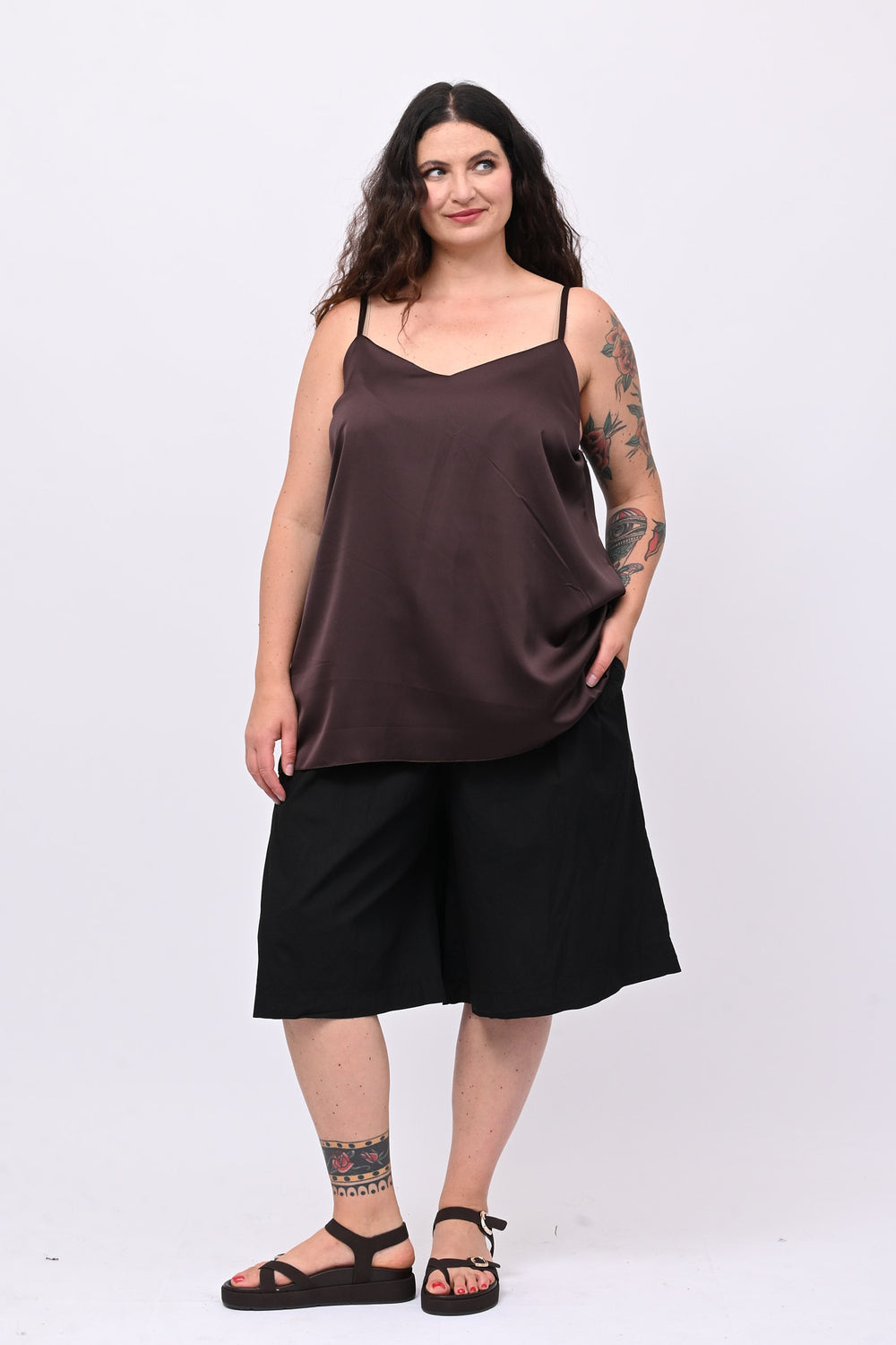 Top raso bretella - Bruciato