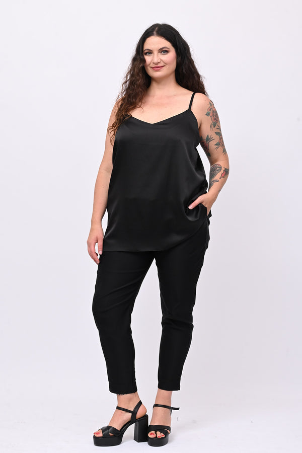 Top raso bretella - Nero