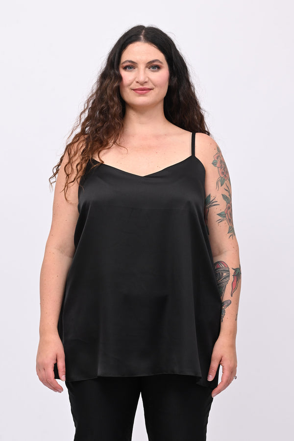 Top raso bretella - Nero