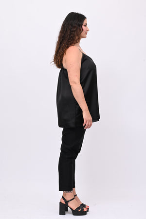 Top raso bretella - Nero