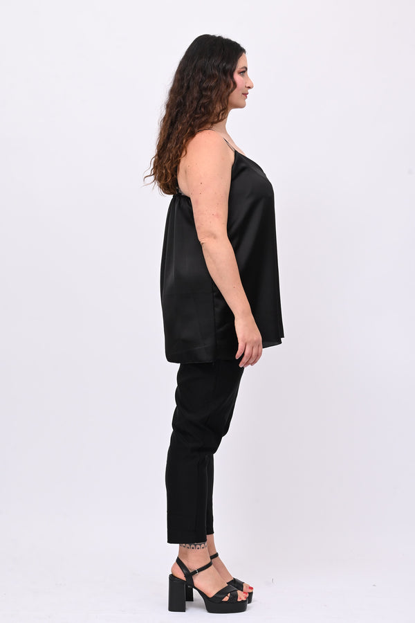 Top raso bretella - Nero