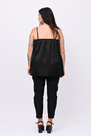 Top raso bretella - Nero