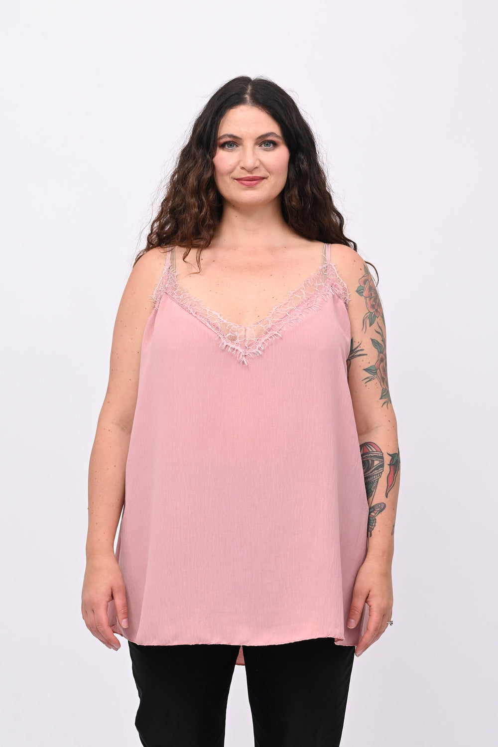 Top viscosa pizzo - Rosa