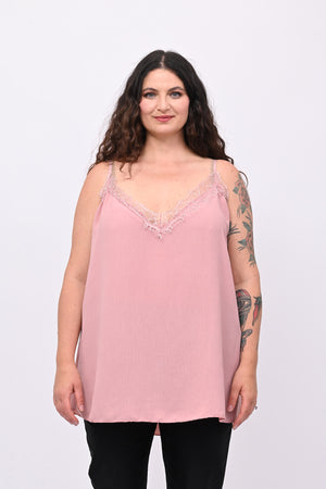 Top viscosa pizzo - Rosa