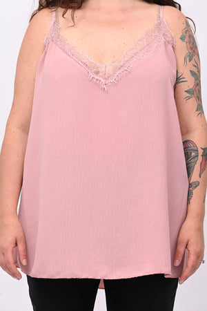 Top viscosa pizzo - Rosa