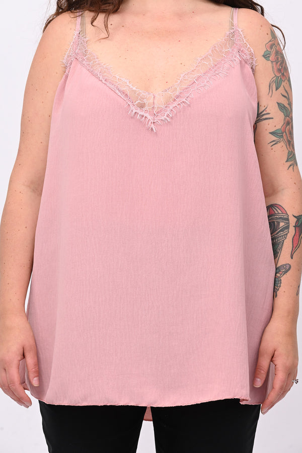 Top viscosa pizzo - Rosa