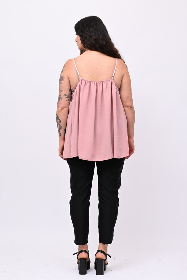 Top viscosa pizzo - Rosa