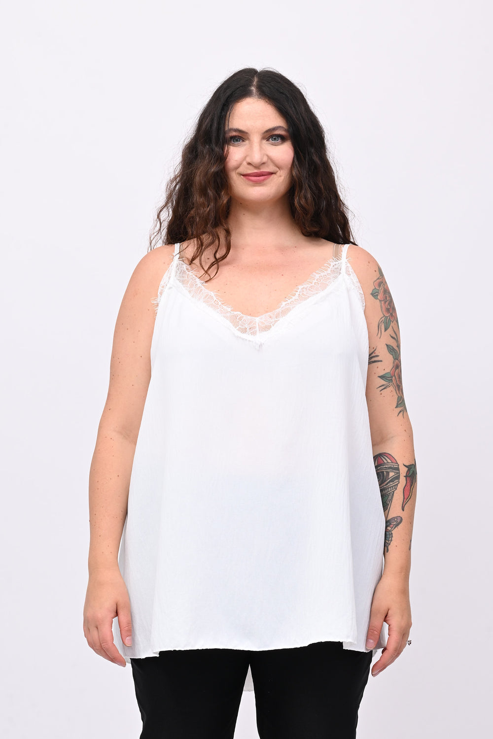 Top viscosa pizzo - Bianco
