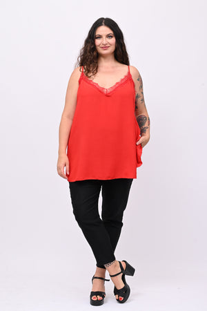 Top viscosa pizzo - Rosso