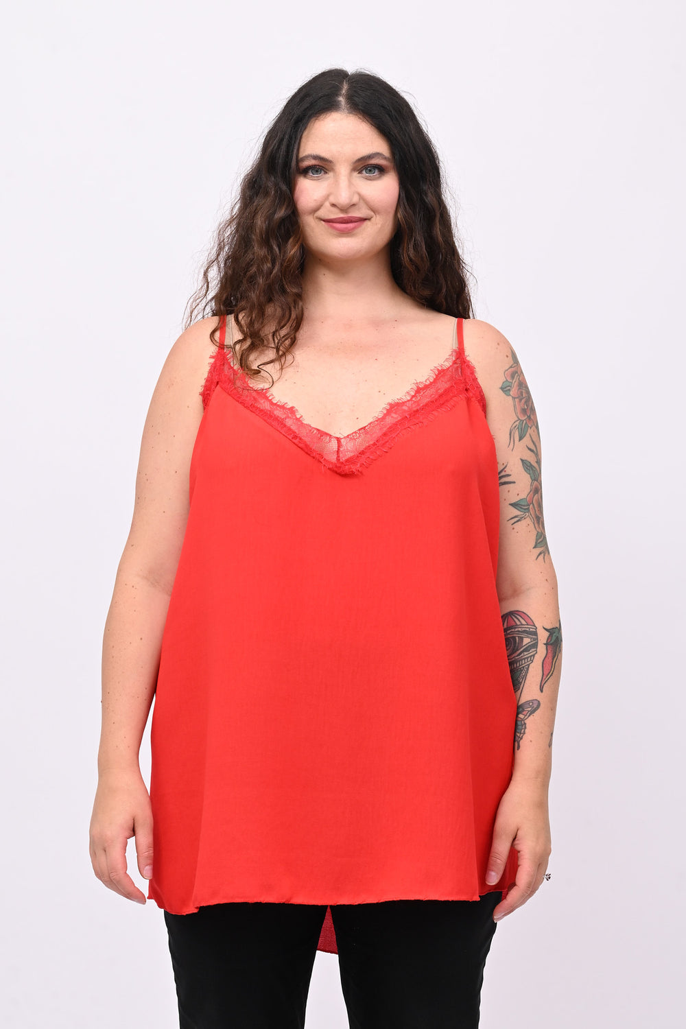 Top viscosa pizzo - Rosso