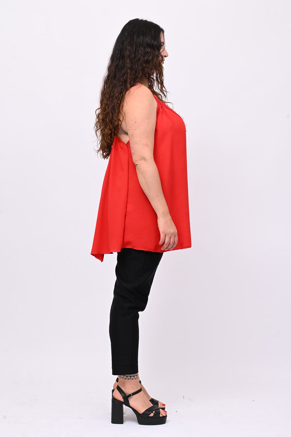 Top viscosa pizzo - Rosso