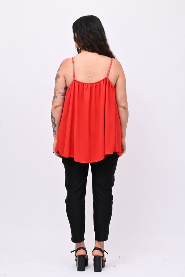 Top viscosa pizzo - Rosso