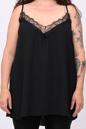 Top viscosa pizzo - Nero