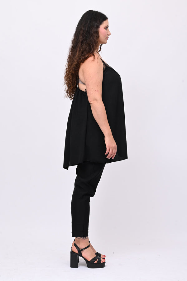 Top viscosa pizzo - Nero