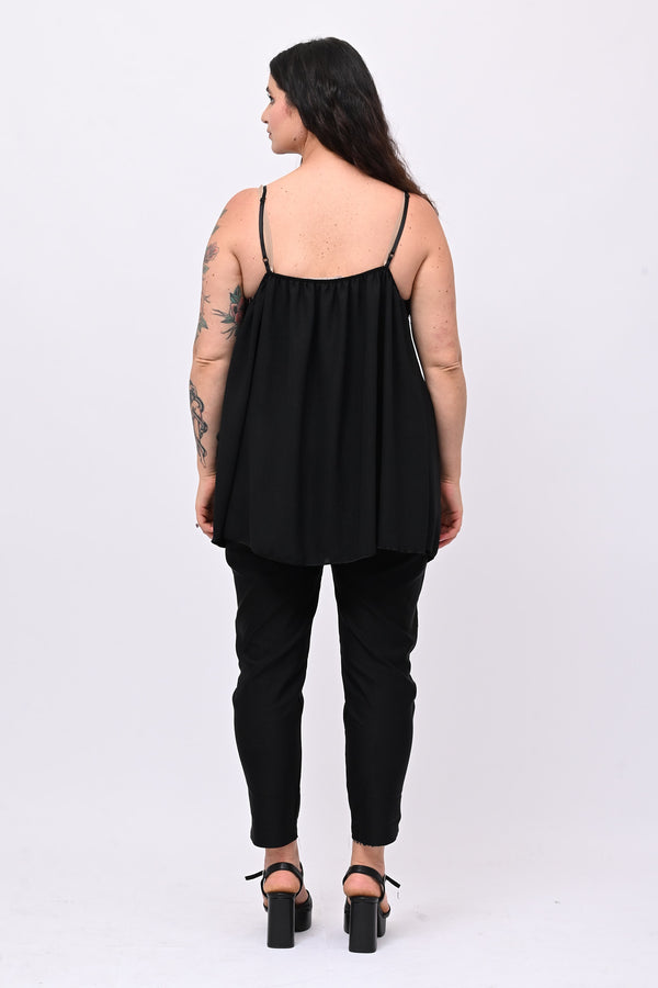 Top viscosa pizzo - Nero