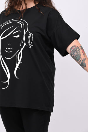 T-shirt viso donna - Nero