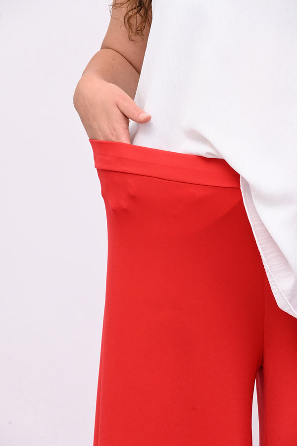Palazzo Jersey Pant - Red
