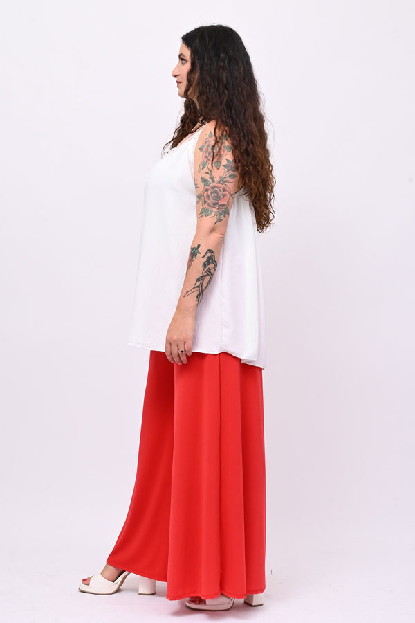 Palazzo Jersey Pant - Red