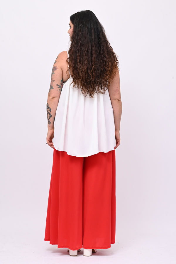 Palazzo Jersey Pant - Red