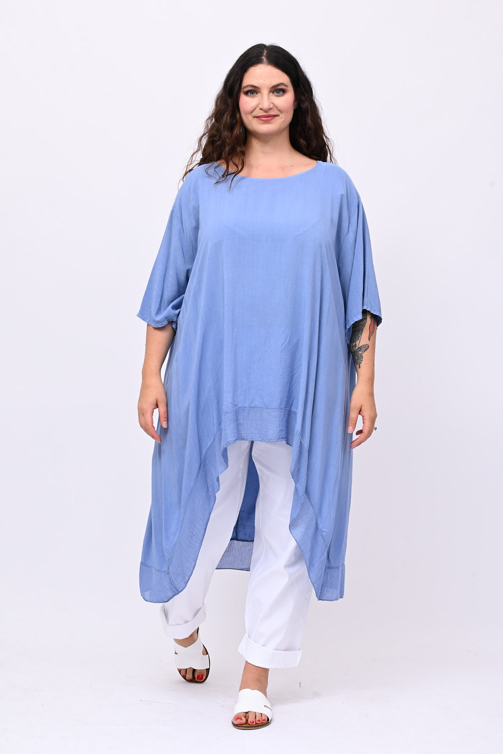 Maxi blusa asimmetrica bordo - Jeans