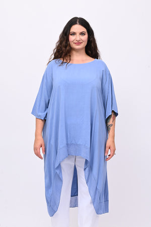 Maxi blusa asimmetrica bordo - Jeans