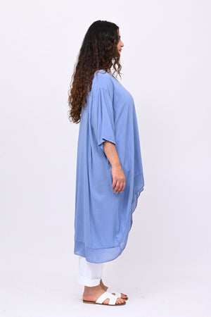 Maxi blusa asimmetrica bordo - Jeans