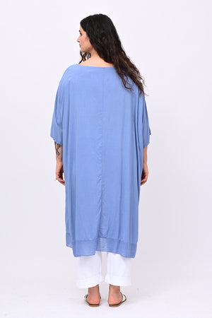 Maxi blusa asimmetrica bordo - Jeans