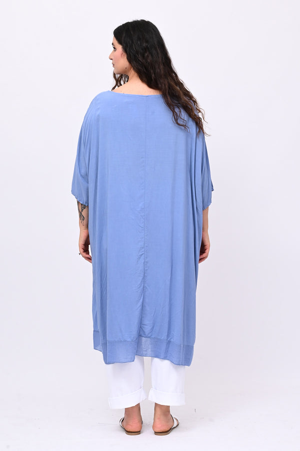Maxi blusa asimmetrica bordo - Jeans