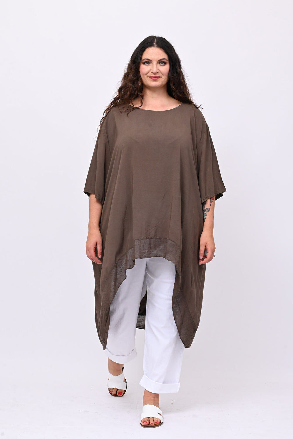 Maxi blusa asimmetrica bordo - Moro