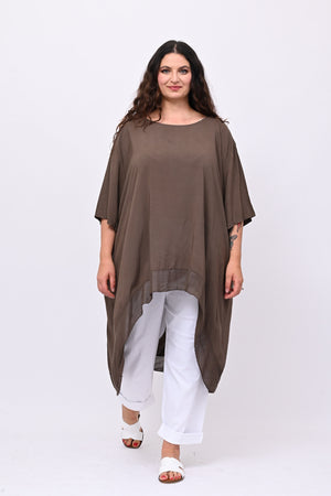 Maxi blusa asimmetrica bordo - Moro