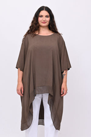 Maxi blusa asimmetrica bordo - Moro