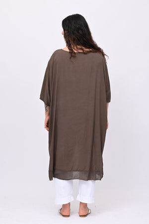Maxi blusa asimmetrica bordo - Moro