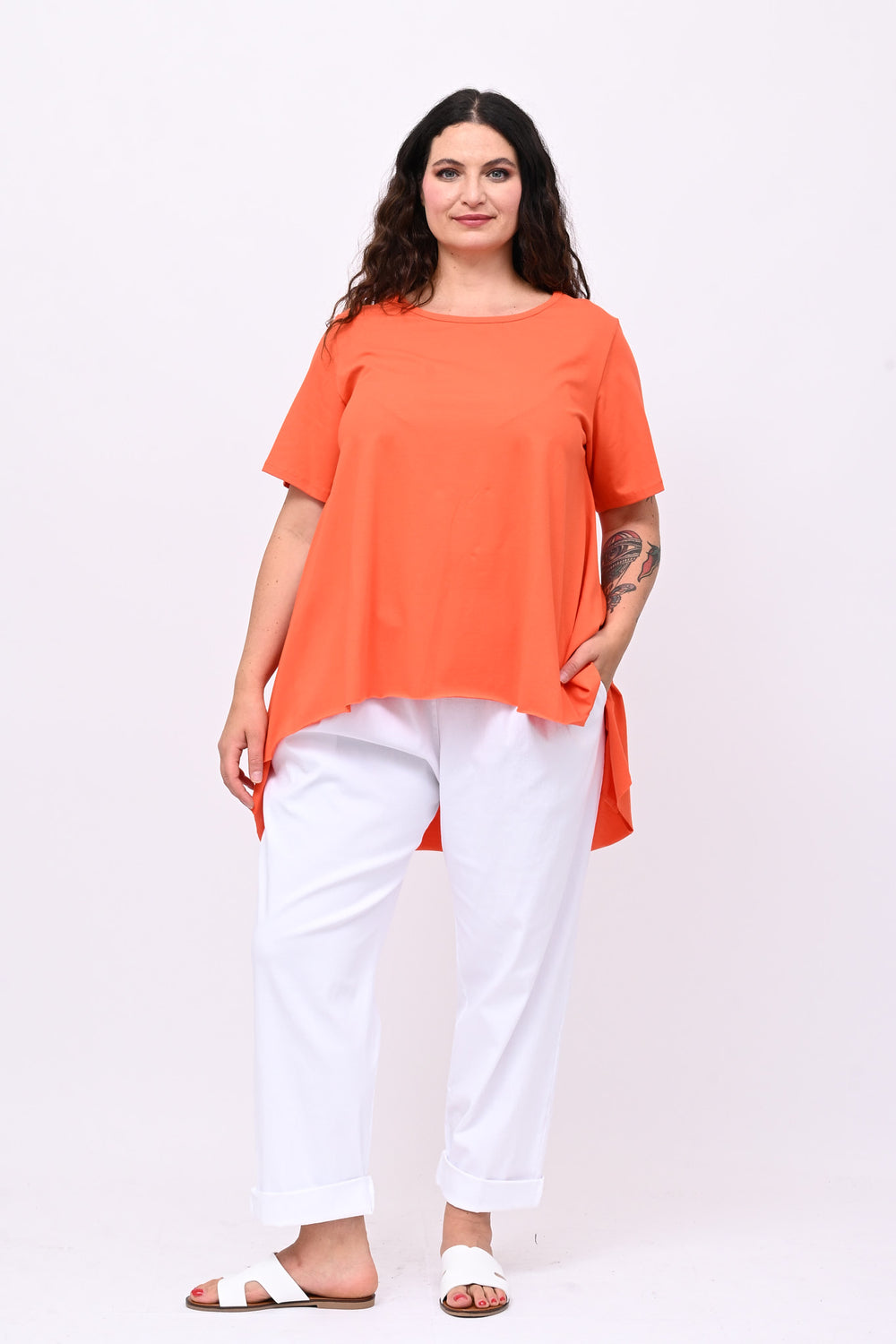 Maglia svasata orlo vivo - Arancio