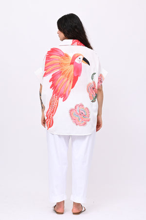 Camicia lino pappagallo - Bianco