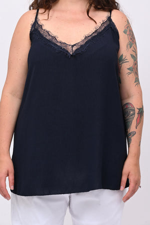 Top viscosa pizzo - Blu