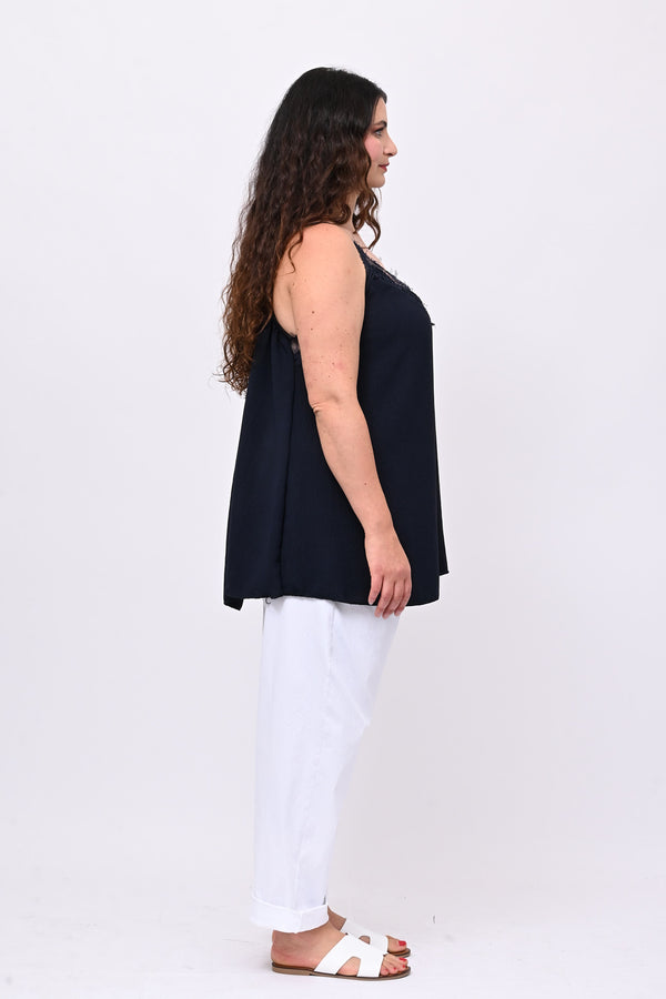 Top viscosa pizzo - Blu