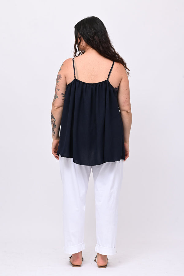 Top viscosa pizzo - Blu