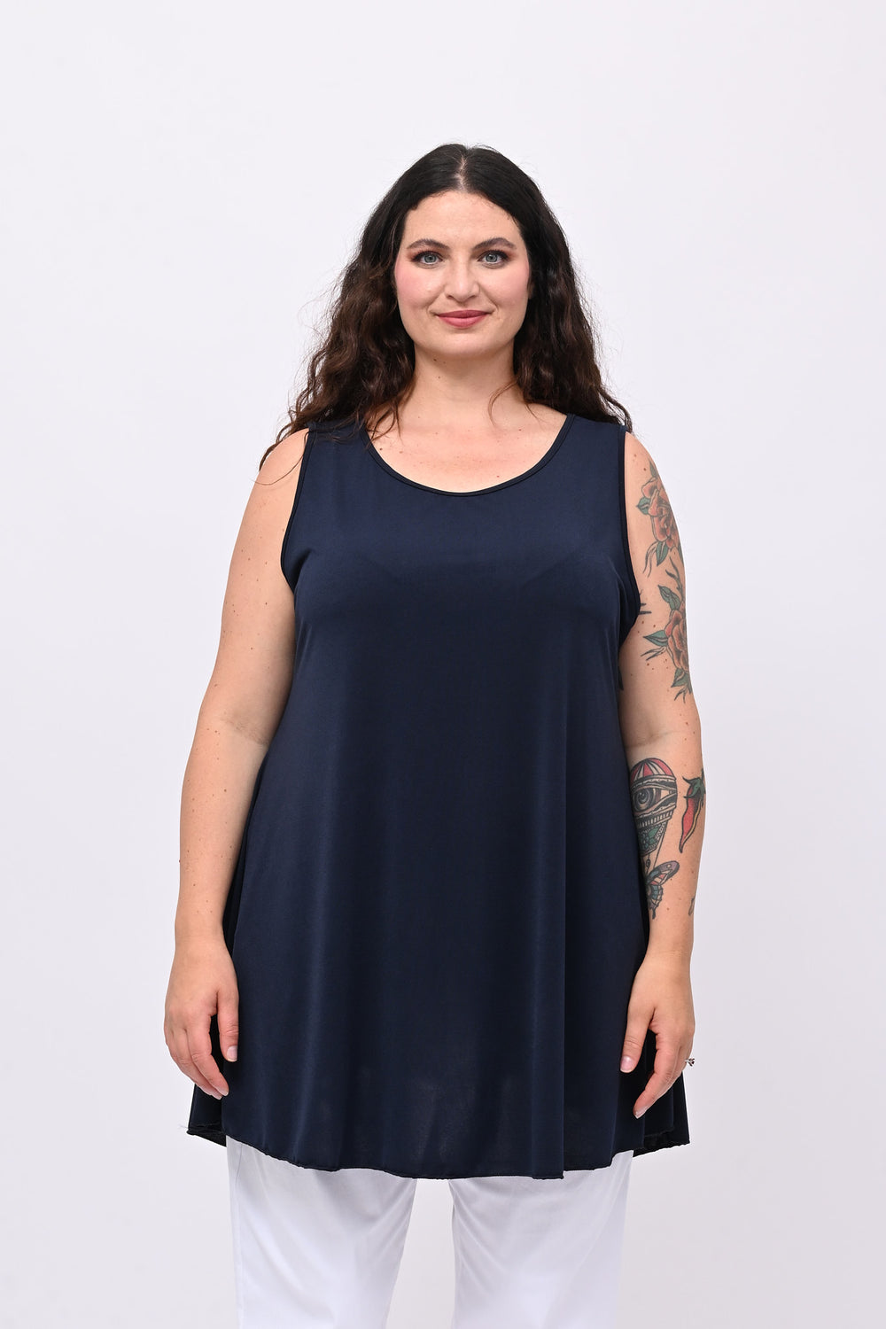 Canotta spalla larga liscia - Blu