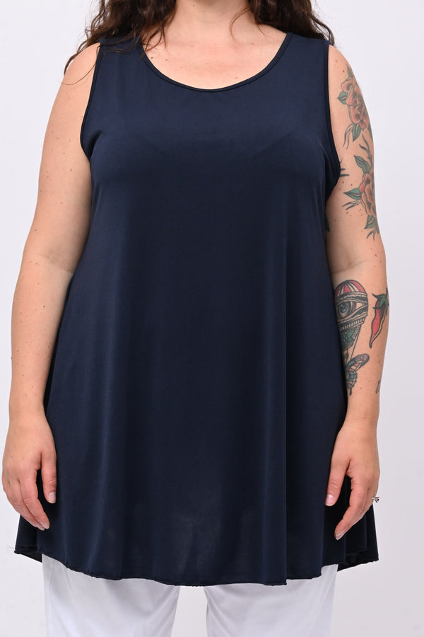 Canotta spalla larga liscia - Blu
